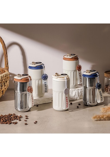 Springsun 450ml Akıllı Sıcaklık Ölçer Termos Bardak - 316 Paslanmaz Çelik, 6-12 Saat Isı Saklama, Ev Ofis Dışarı Kullanıma Uygun, Zırhlı Beyaz