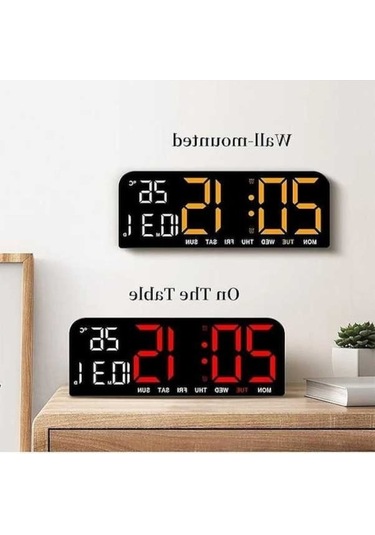 Trendooze Zamanlama Tarih Sıcaklık Sayım Saati, Mavi Mavi Led Işıklı Hafta Geri Duvar Dijital Büyük Alarm 9 2 12/24h Kh Mavi