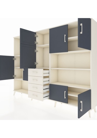 Arges Dolap 9 Raflı 4 Çekmeceli 8 Kapaklı 220x30x163 Aytaşı-antra Aytaşı-antrasit/aytaşı