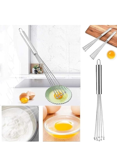 Rotanev Yeni Nesil Ayarlanabilir Paslanmaz Çelik Metal Boncuk Top Uçlu Yumurta Çırpıcı Sos Karıştırıcı Gri