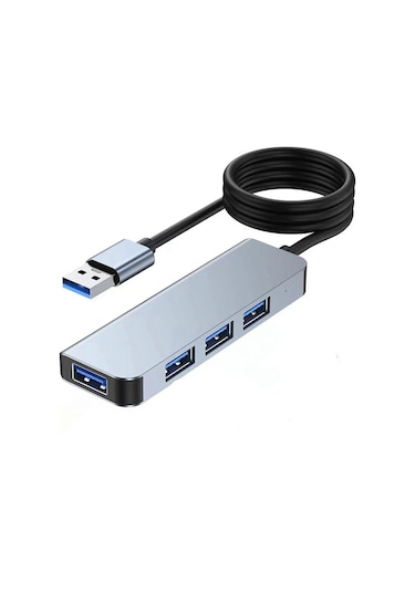 Maiyame Usb 3.0 4-port Hub, 5.0gbps Hızlı Veri Transferi, 1.2m Kablolu, Uzay Grisi Abs+alüminyum