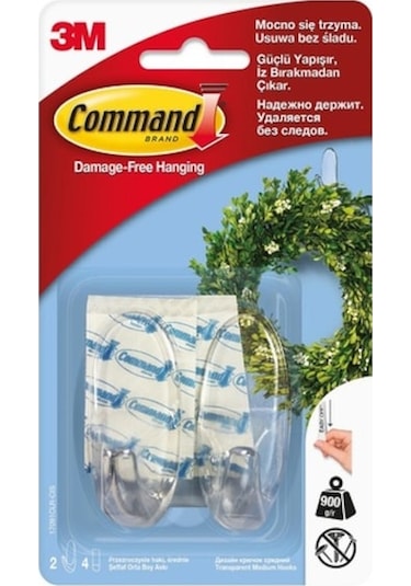 3M Command 17091 Şeffaf Askı Orta Boy