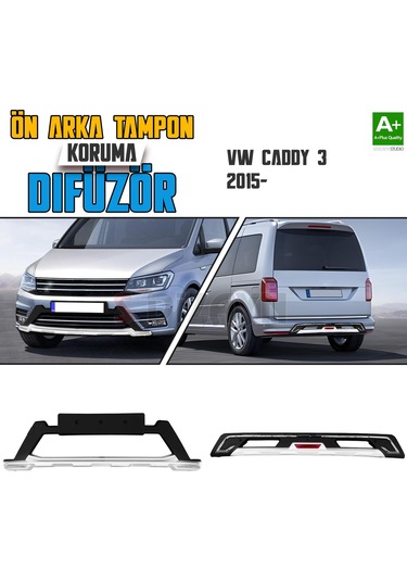 S-dizayn Vw Caddy 3 Ön Ve Arka Tampon Koruma Difüzör Seti 2015 Üzeri A+ Kalite