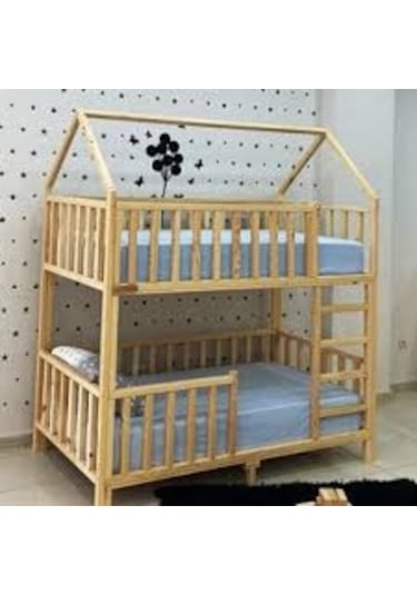 Otantik Dekorasyon Montessori Ahşap Ranza 190x90