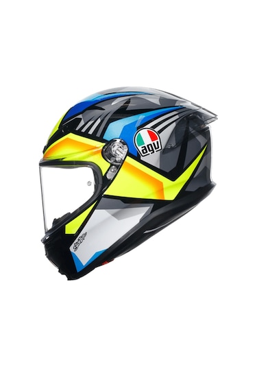 Agv K6 S Joan Black Blue Yellow Kapalı Kask Sarı