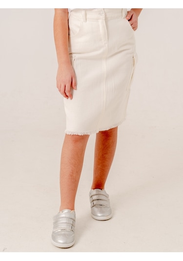 Kız Çocuk Kargo Keten Etek 2959 Beyaz