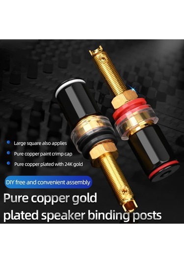 Vkemall 4 Adet Bronz Muz Tipi Dişi Bağlayıcı, Altın Kaplı Ses Amfi Terminali, Yüksek Kaliteli Ses Bağlantısı