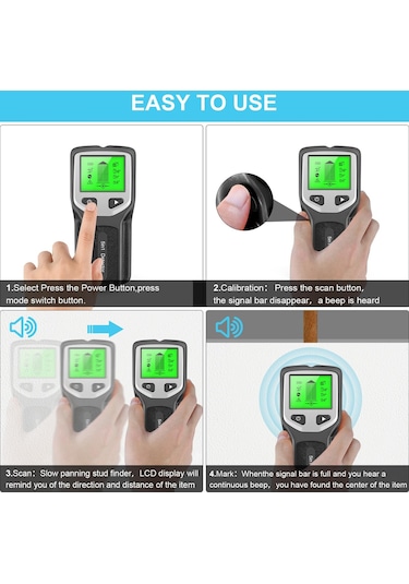 Gümüş Hlw330 5 İn 1 Saplama Dedektörü Duvar Tarayıcı Dijital El Profesyonel Çok Fonksiyonlu Duvar Dedektörü