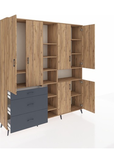 Hyperion Dolap 13 Raflı 3 Çekmeceli 6 Kapaklı 220x44x243 Çam-çam/antrasit Atlas Çam/antrasıt Hyperion Dolap 13 Raflı 3 Çekmeceli 6 Kapaklı 220x44x243 Çam-çam/antrasit Atlas Çam/antrasıt