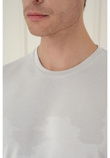 Comfort Fit Bisiklet Yaka Modal Kısa Kol Casual Taş Tişört Ts 895 Taş