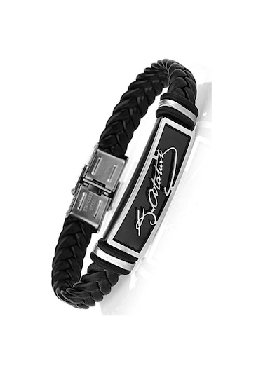 Atatürk İmzalı Deri Kordonlu Çelik Bileklik scb23 Çok Renkli