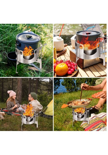Jeemson Dış Mekan Çelik Alkol Ocağı Seti - 130ml Kapasite + Yangın Söndürme Kapağı 201 Çelik Gümüş