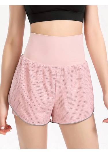 Gajeena Kadın Spor Şortu - Yüksek Bel, Nefes Alabilen Mesh, Yoga Ve Koşu İçin Pembe