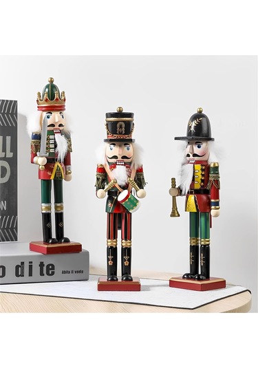 Konesam 30cm Ahşap Savaşçı Figürü, Elle Boyanmış, Açılabilir Ağız, Noel Dekorasyonu, Ev Zırhlama, Hediye Özel Davulcu