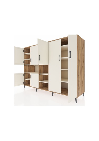 Kronos Dolap 13 Raflı 7 Kapaklı 220x59x163 Çam-aytaşı Çam-aytaşı