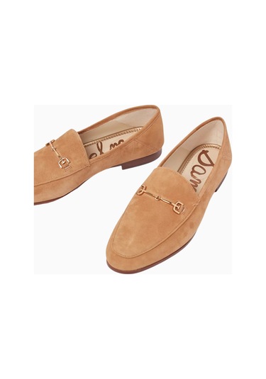 Sam Edelman Loraine Bej Süet, Altın Tokalı Kadın Loafer Ayakkabı