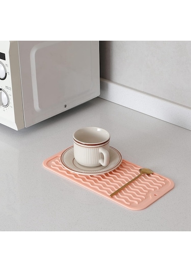 Çok Amaçlı Bulaşık Kurutma Matı, Mutfak İçin Silikon Mat Pembe-a Mürdüm