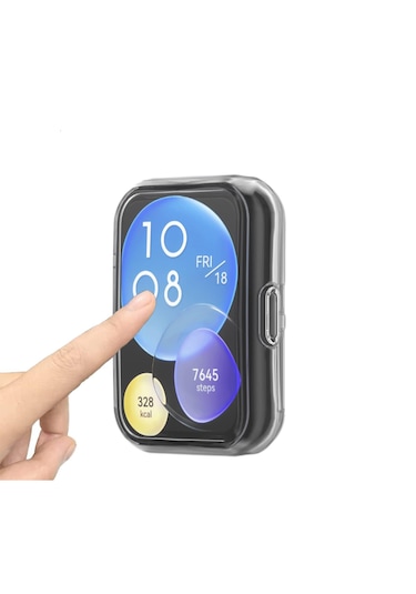 Huawei Watch Fit 2 Uyumlu Şeffaf Silikon Kasa Ve Ekran Koruyucu