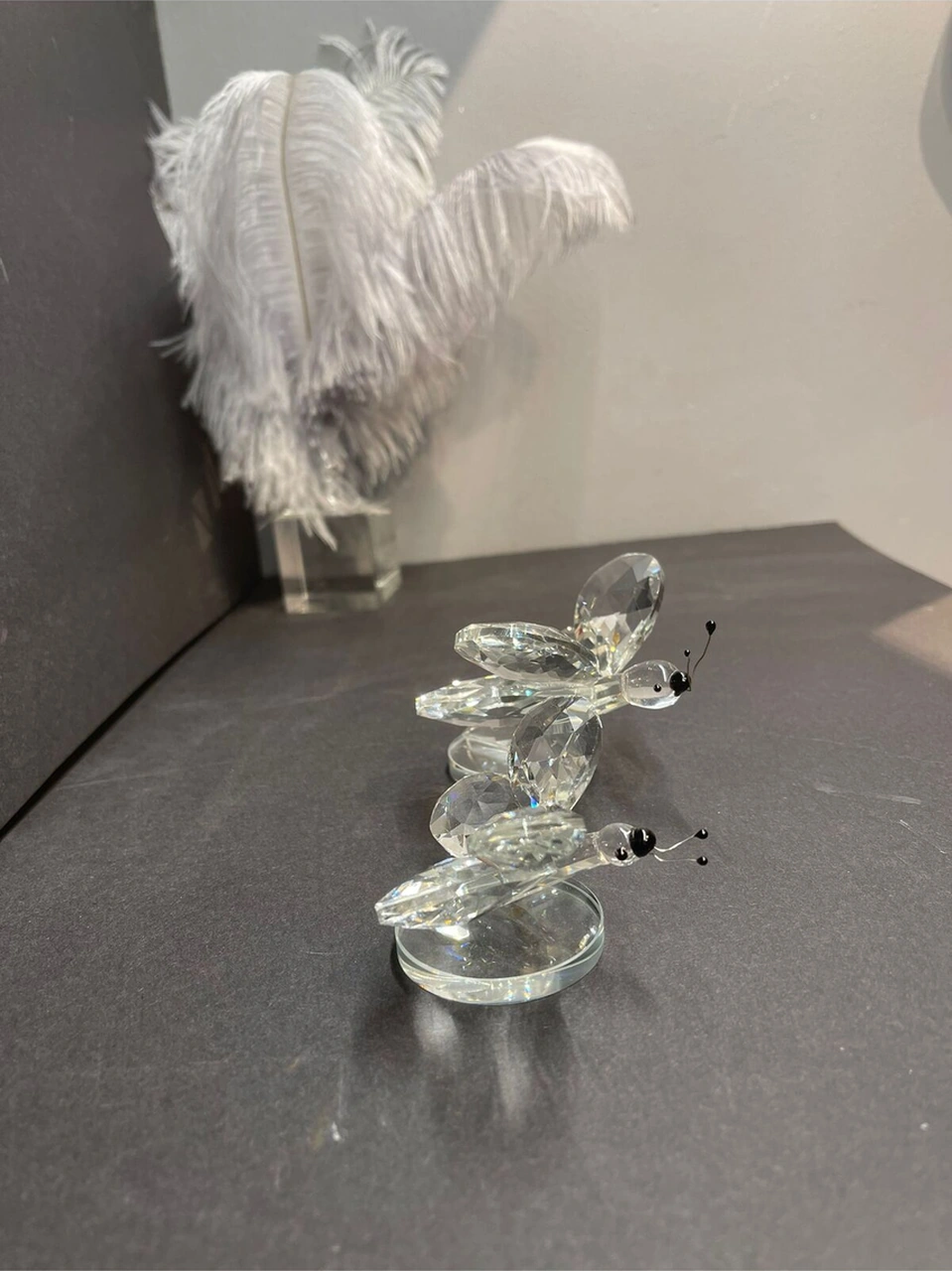 Dekoratif Kristal Cam Ikili Kelebek Biblo Şeffaf .