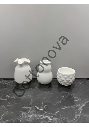 Cottonova C19 Dekoratif Vazo Mumluk 3lü