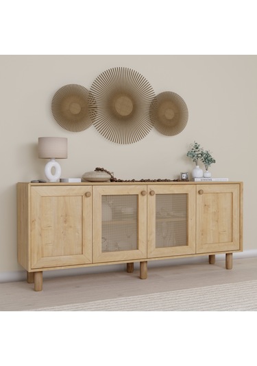 Bohem Serisi Natura 2 Kapak Pvc Hasır Desen Ceviz - Meşe Konsol Safir Meşe