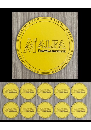 10'lu Kişiye / Şirkete Özel Logolu Bardak Altlığı Seti Lazer Kesim Kurumsal Hediye 9 Cm Sarı