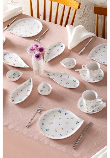 Emsan Daisy Porselen 32 Parça 6 Kişilik Kahvaltı Takımı Beyaz