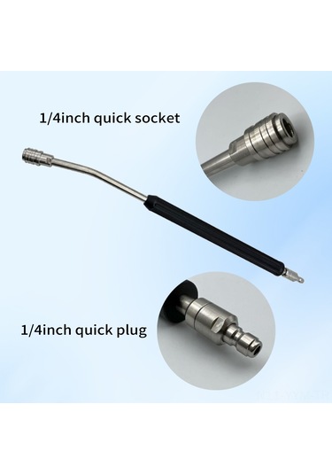 Geeksen Paslanmaz Çelik Uzatma Çubuğu - 1/4" Kendinden Kilitlenmeli Yüksek Basınçlı Temizleme Aksesuarı 55cm