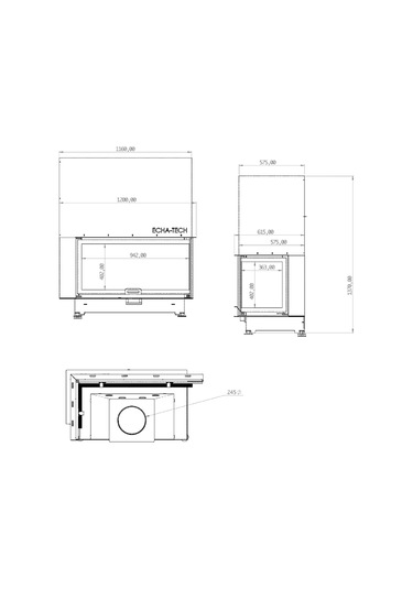 Echa Tech Asansörlü Çelik Köşe Şömine Haznesi Sağ Açık 110 D