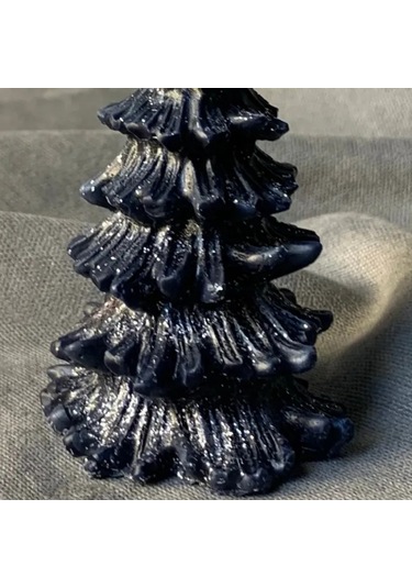 Uretti - Ayşe 7362 - El Yapımı Yılbaşı Temalı Çam Ağacı Şeklinde Dekoratif Lacivert Mum - 5 X 10 Cm Siyah