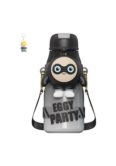 Runxi Life Hall Yumurtalı Waffle Parti Çocuk Termos Bardağı Su Bardağı Öğrenci Anaokulu Özel Su Bardağı Erkek Ve Kız Pipetli Su Isıtıcısı If9spg Siyah