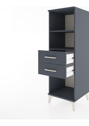 Hyperion Dolap 2 Raflı 2 Çekmeceli 44x44x134 Antrasit-antrasit Antrasit