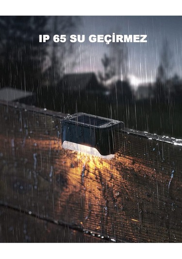 4 Adet L Solar Led Güneş Enerjili Su Geçirmez Köşebent Led Işık Merdiven Veranda Bahçe Aydınlatma Siyah