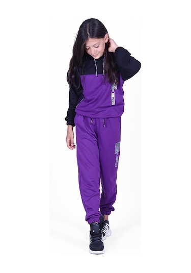Fyk Kids Snow Fasıhıon Baskılı Kız Çocuk Eşofman Takımı Mor