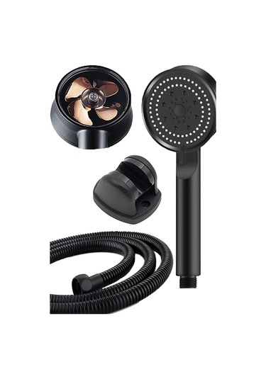 Turbo Pervaneli 5 Fonksiyonlu Duş Başlığı Duş Hortumu 150 Cm Ve Mafsal Set Duş Seti Beyaz Plastik Diğer