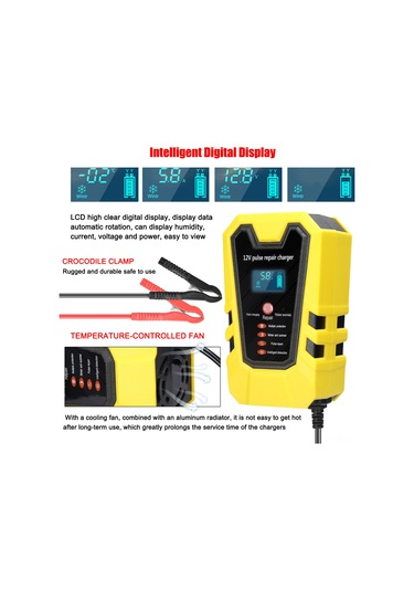 Neevoyu 12v 6a Akıllı Akü Şarj Cihazı, Lcd Ekranlı, Otomatik Durdurma, Sıcaklık Kontrolü, Araba-motosiklet, Avrupa Standartı, Turuncu