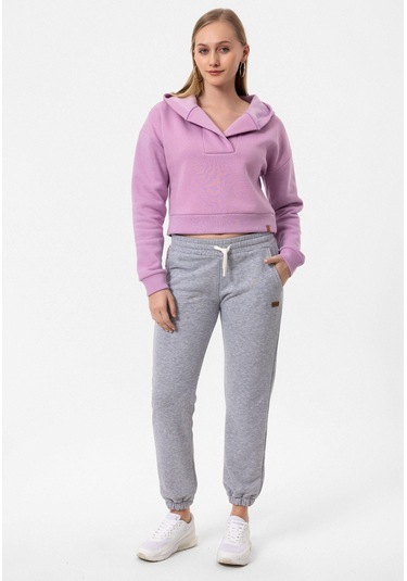 Jonas Kadın Crop Fit Kapüşonlu Sweatshirt Lila