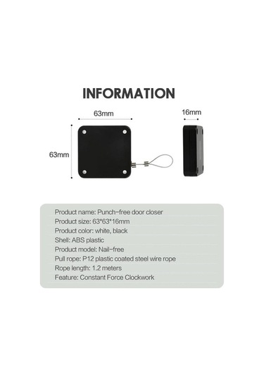 Fortunelane Beyaz Otomatik Kapı Kapatıcı, 800g Güç, 1.2m Kablolu, Verimli Yalıtım Sağlar, Çelik Kapı İçin Kullanılır