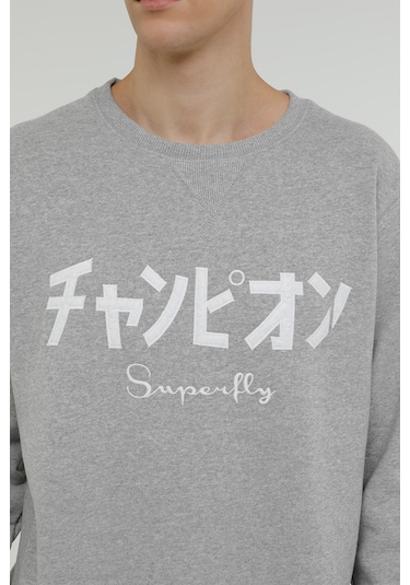 Superfly Bisiklet Yaka Erkek Sweatshirt Spf101232313408 Gri
