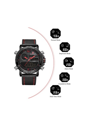 Erkek Saat Dijital Kuvars Alarm Kronometre İş Spor Günlük Kol Saati Kırmızı Diğer