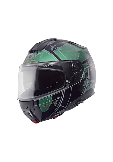 Schubert C5 Globe Green Çene Açılır Motosiklet Kask Siyah - Yeşil