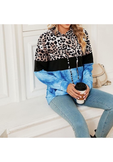 Jkaashdk Kadın Moda Rahat Leopar Baskı İlkbahar Sonbahar Uzun Kollu Kazaklar Ve Uzun Kollu Kahverengi