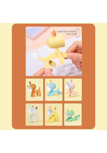 Yunboo Mavi Geyik Figürü Led Mini Gece Lambası - Katlanabilir Kulaklı, 3 Adet Düğme Pil Dahil Açık Mavi