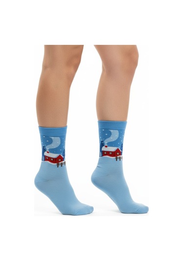 Gost Liria Winter Socks Desenli Unisex Soket Çorap Mavi