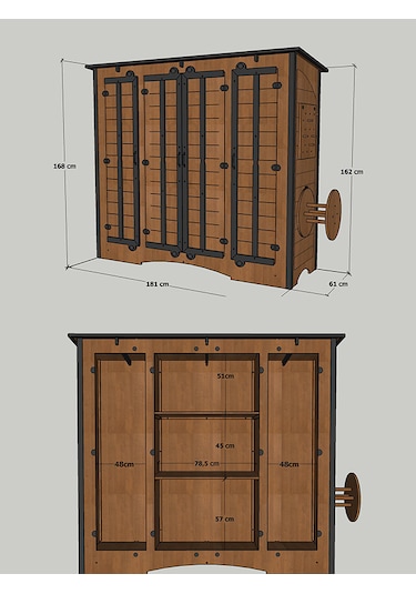 Mandu Ahşap Çok Amaçlı Xl Depolama Dolabı Ahşap