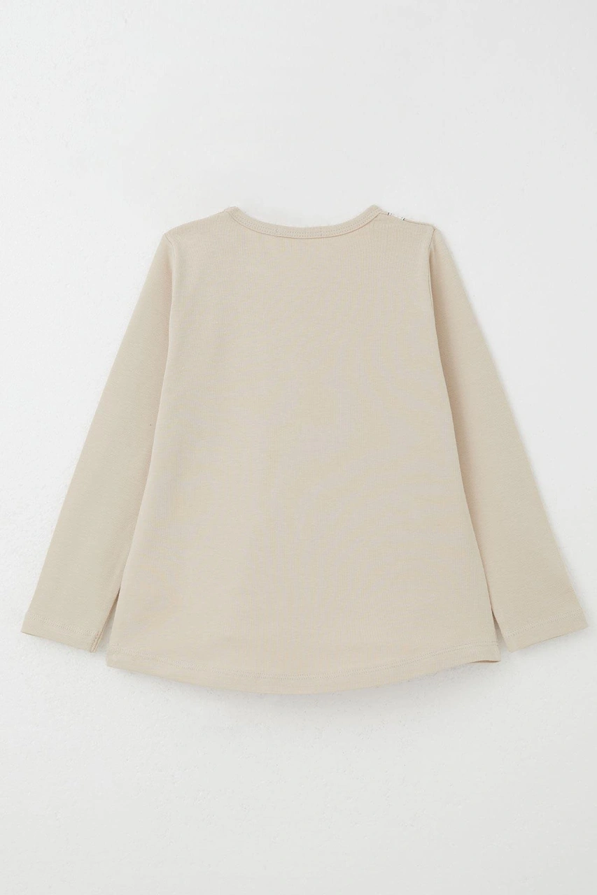 Breeze Kız Bebek Taytlı Takım Mutlu Tavşancık Baskılı Kalpli 9 Ay-3 Yaş, Bej Bej