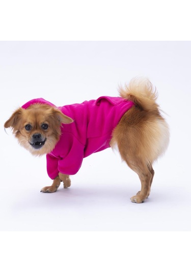 Pembe - Fuşya Kanguru Cepli Kedi-köpek Hoodie- Sweatshirt Kedi Köpek Kıyafeti