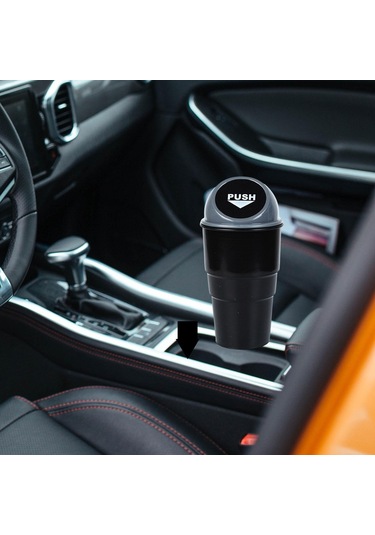 Suntek Genel Araba Bardak Tutucu Kapaklı Çöp Kovası Gri