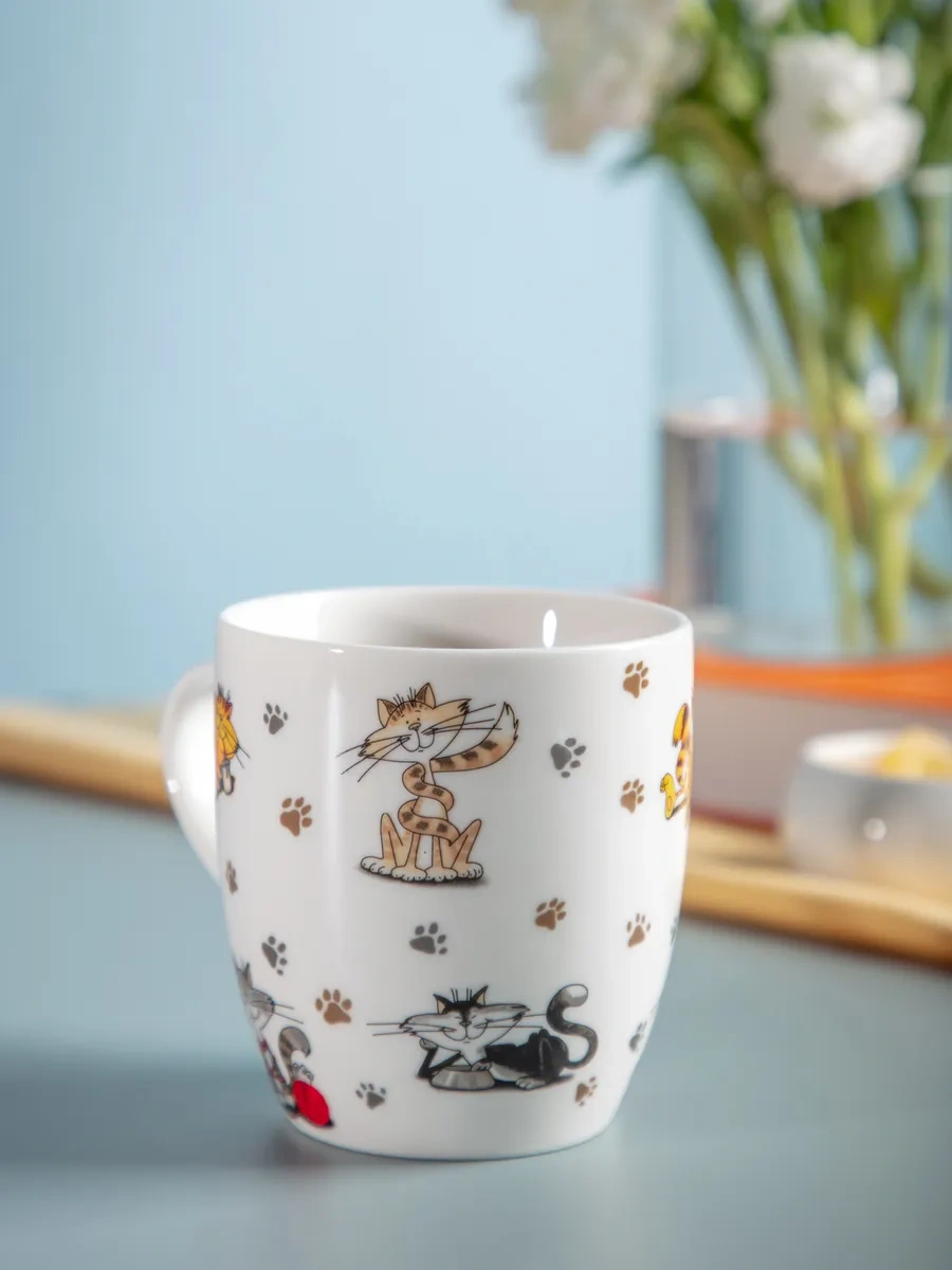 Lefard Çay Ve Kahve İçin "neşeli Arkadaşlar" Porselen Kupa 440 Ml 150597476 Beyaz