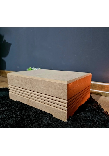 Ahşap 9 Bölmeli Büyük Boy Takı Saat Aksesuar Kutusu Fitilli Model